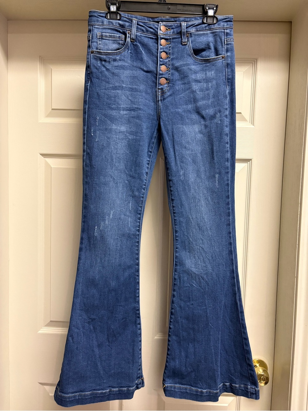 Risen Los Angeles High-Rise Button-Fly Flare Jeans - Blue